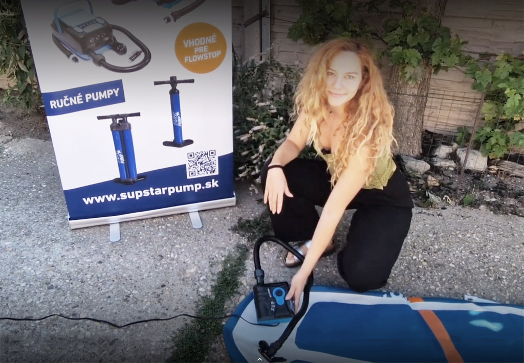 Fukání Paddleboardu elektrickou pumpou SUP Star Pump 6
